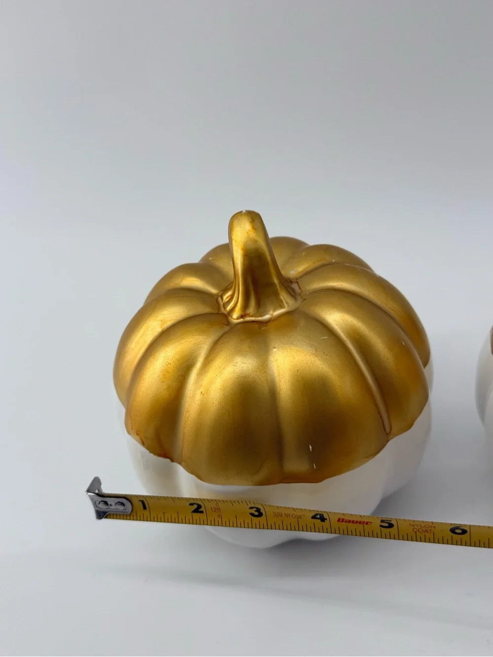 Home Accents Gold and White Pumpkin Pair Decorative Accents